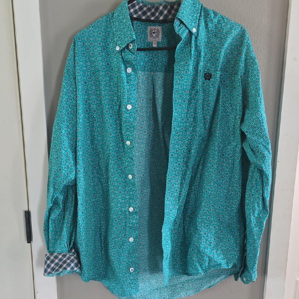Cinch Teal Patterned Men's Shirt
